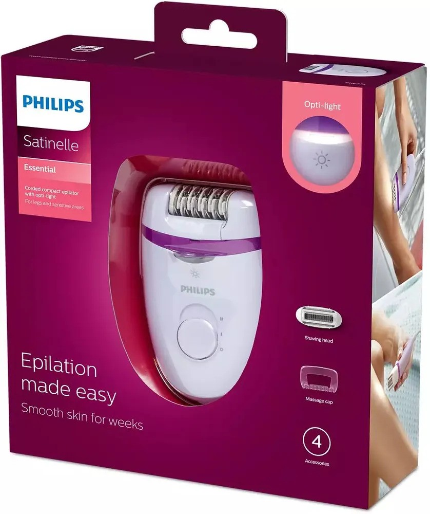 Эпилятор Philips Satinelle Essential BRE275/00 (сиреневый/белый)