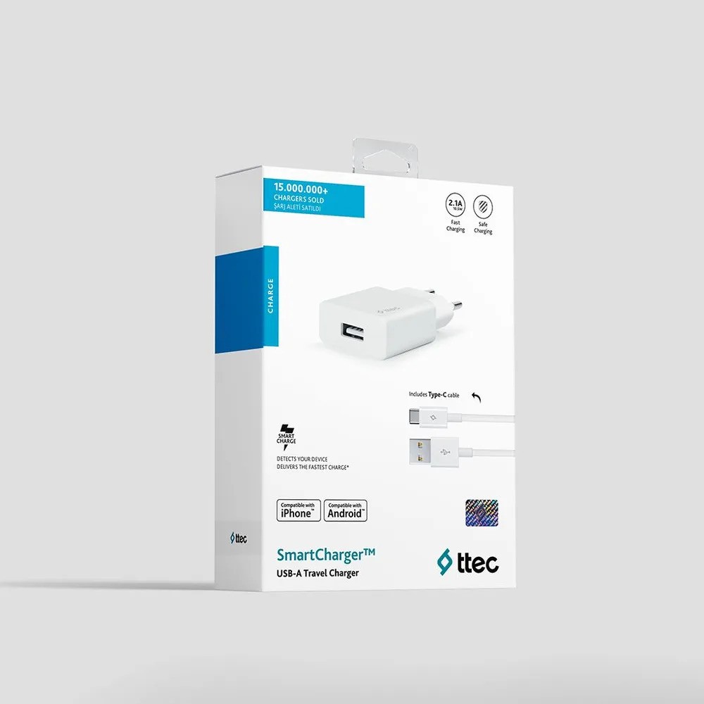 Зарядное устройство TTEC SmartCharger Travel Charger 2.1A (белый)