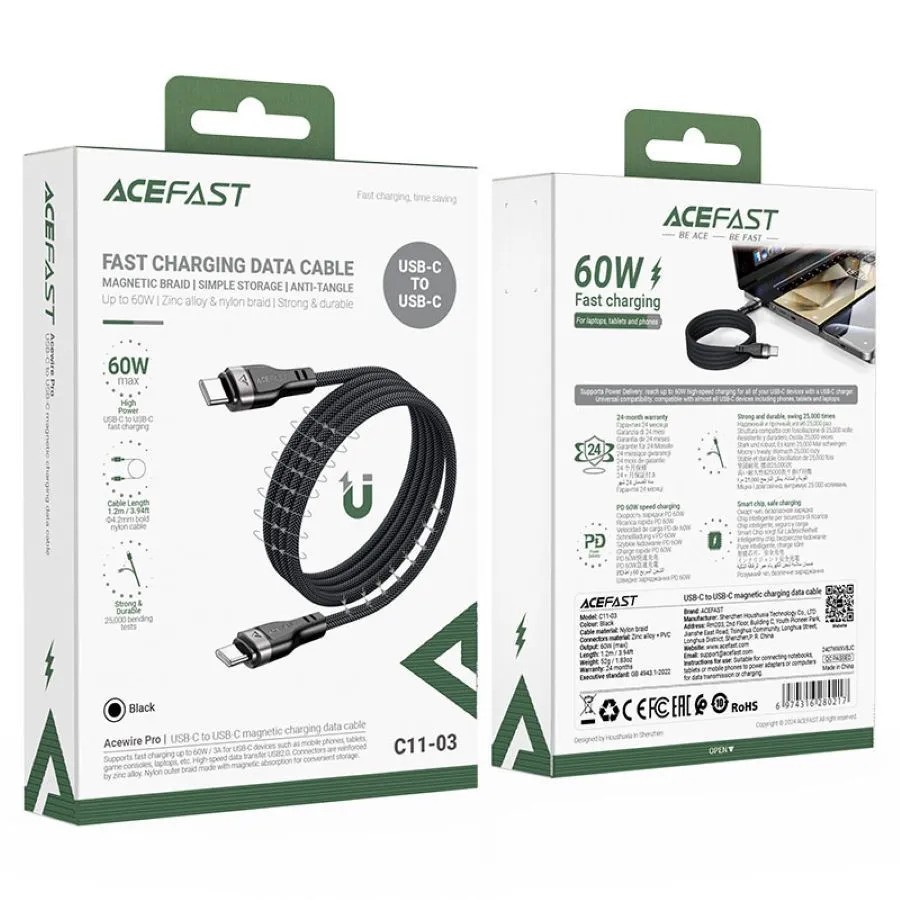 Кабель ACEFAST C11-03 USB-C To USB-C (черный)