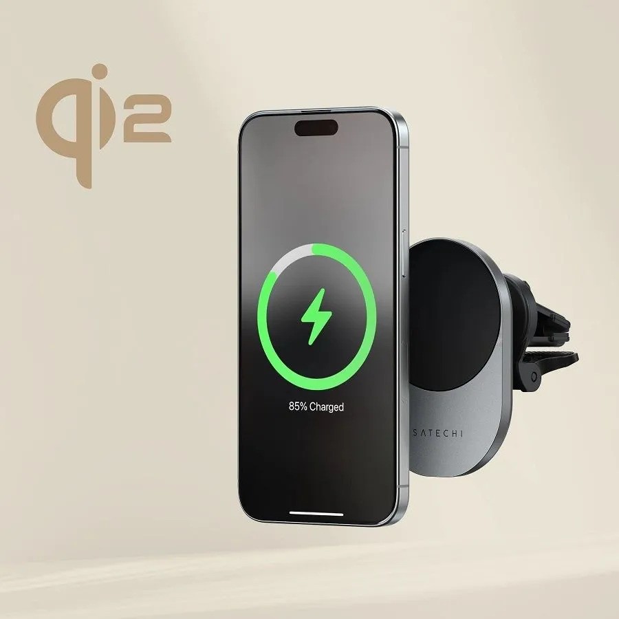 Автомобильное беспроводное зарядное устройство Satechi Qi2 Wireless Car Charger 15W (серый)