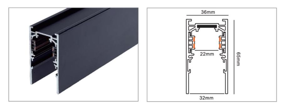 Магнитный шинотрек Yeelight Pro S21 Recessed Magnetic surface mounted Track (накладной/подвесной 200 см, черный)