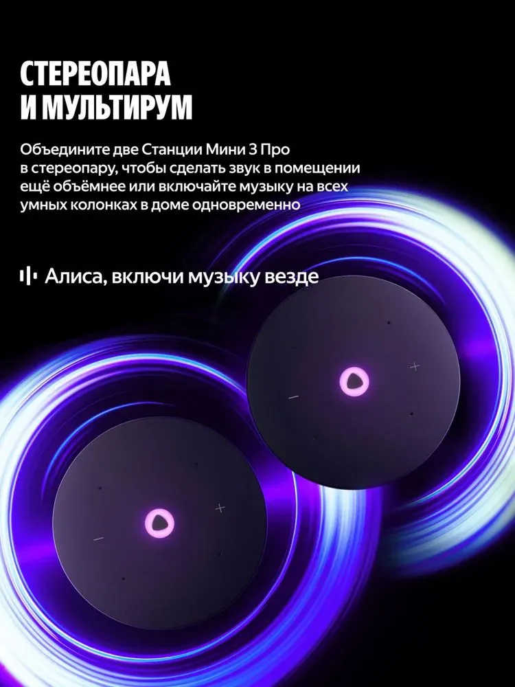 Умная колонка Яндекс Станция Мини 3 Про (черный)