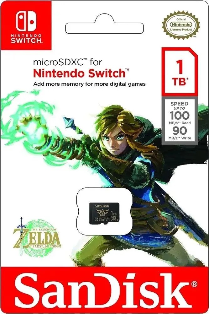 Карта памяти SanDisk microSDXC UHS-I (1 ТБ, для Nintendo Switch, черный)