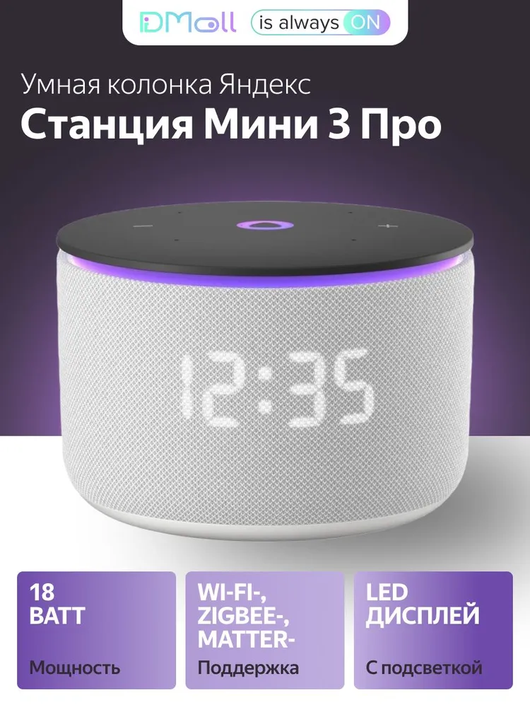 Умная колонка Яндекс Станция Мини 3 Про (серый)