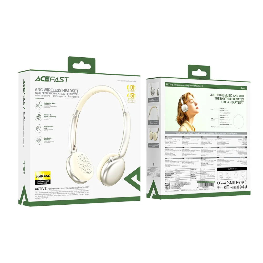 Беспроводные наушники ACEFAST H8 (золотой)