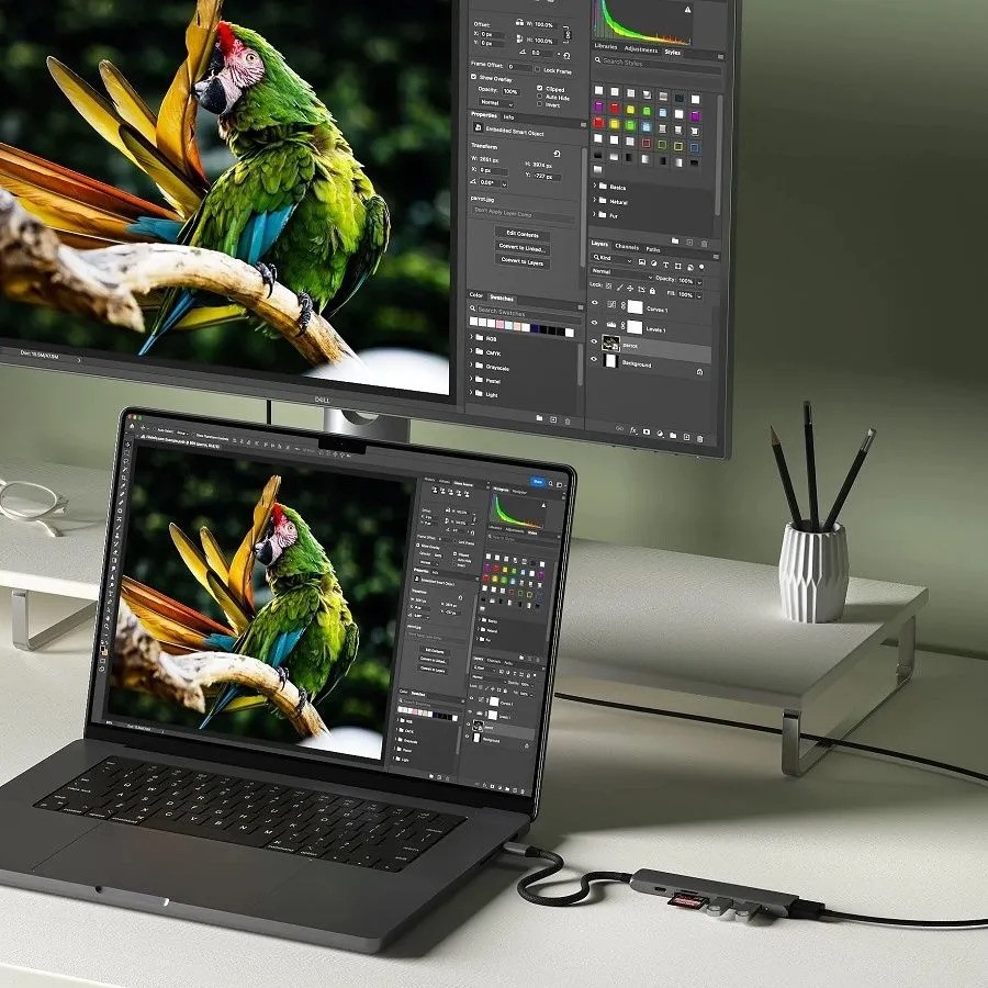 Адаптер Satechi 6-in-1 USB-C (6-в-1, серый)