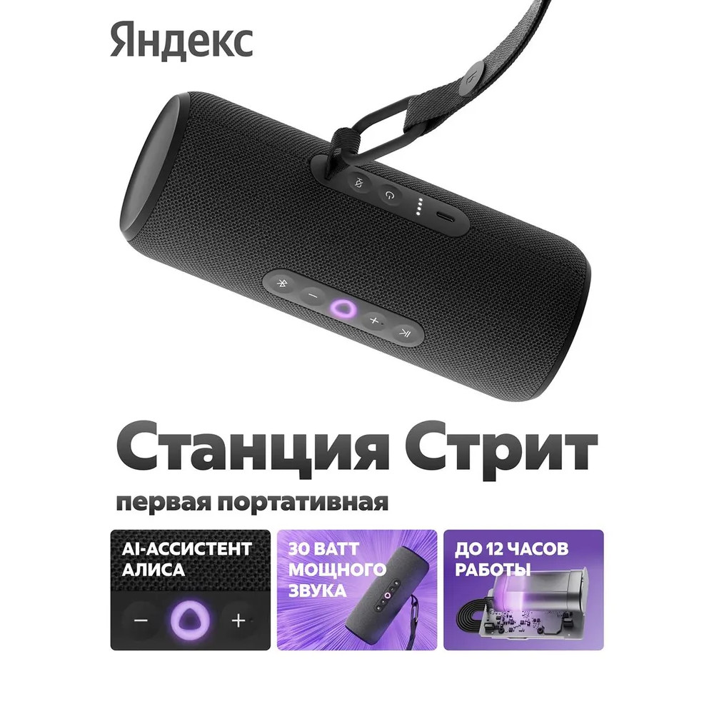 Умная колонка Яндекс Станция Стрит (с Алисой, черный)