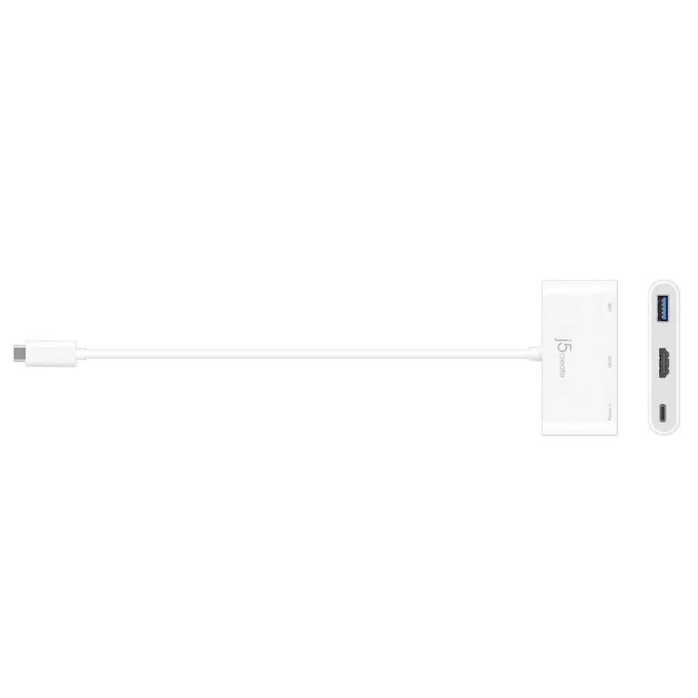 Переходник j5create USB-C на HDMI и USB Type-A 3.0/Power Delivery (белый)