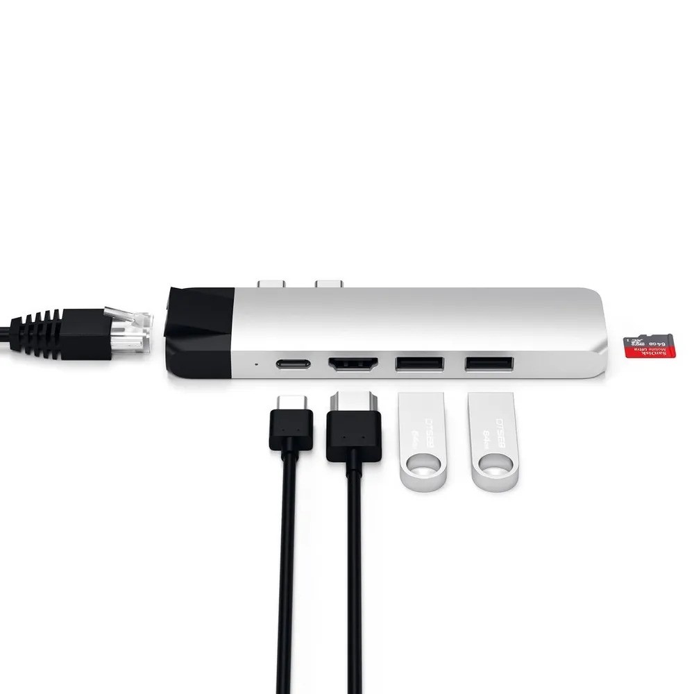 USB-хаб Satechi Aluminum Pro Hub with Ethernet & 4K HDMI (серебристый)