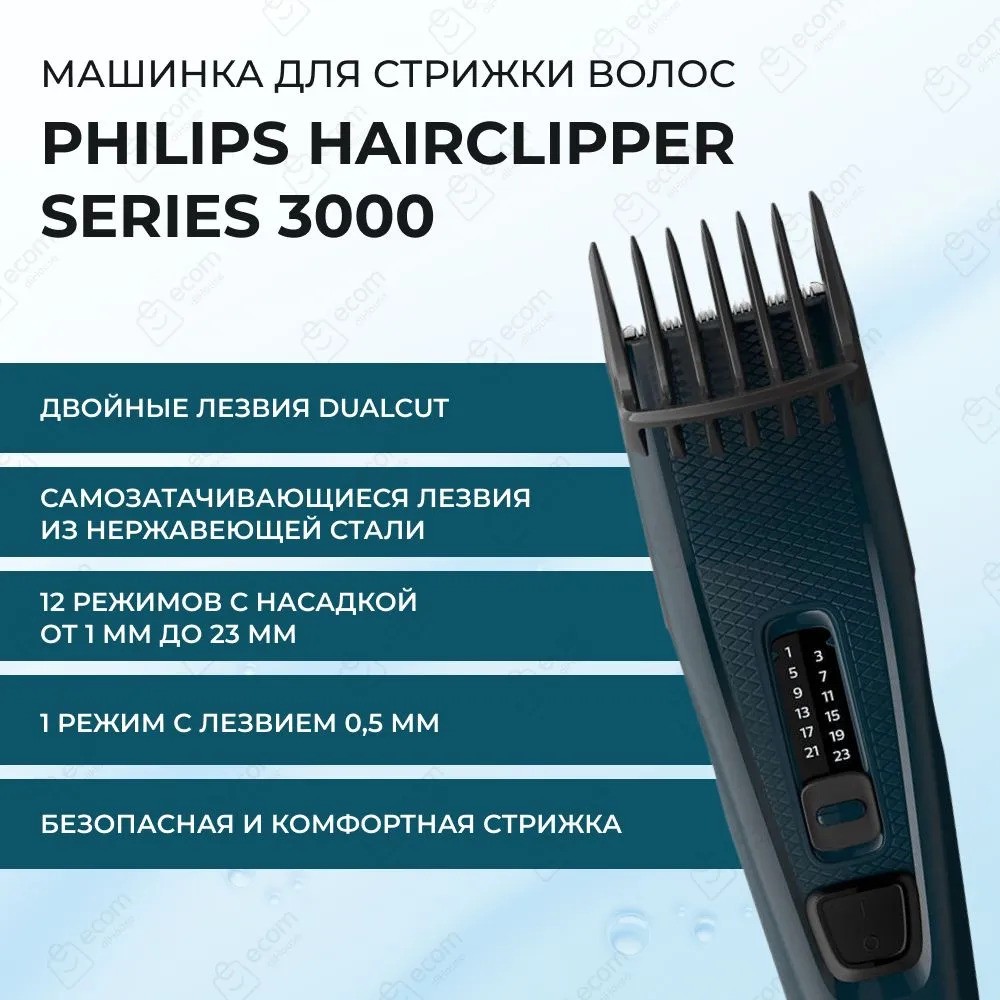Машинка для стрижки волос Philips Hairclipper Series 3000 HC3505/15 (черный)