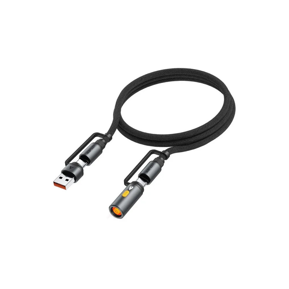 Зарядный кабель ACEFAST J6 Multi-Function Charging Data Cable USB-A+USB-C+Cigarette Lighter (черный)