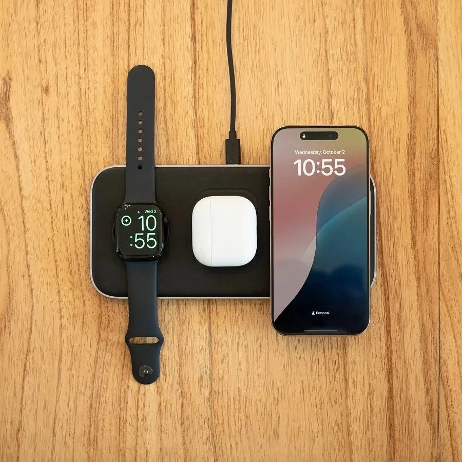 Бепроводное зарядное устройство Satechi Qi2 Trio Wireless Charging Pad (3-в-1, с вилками A/C/G, черный)