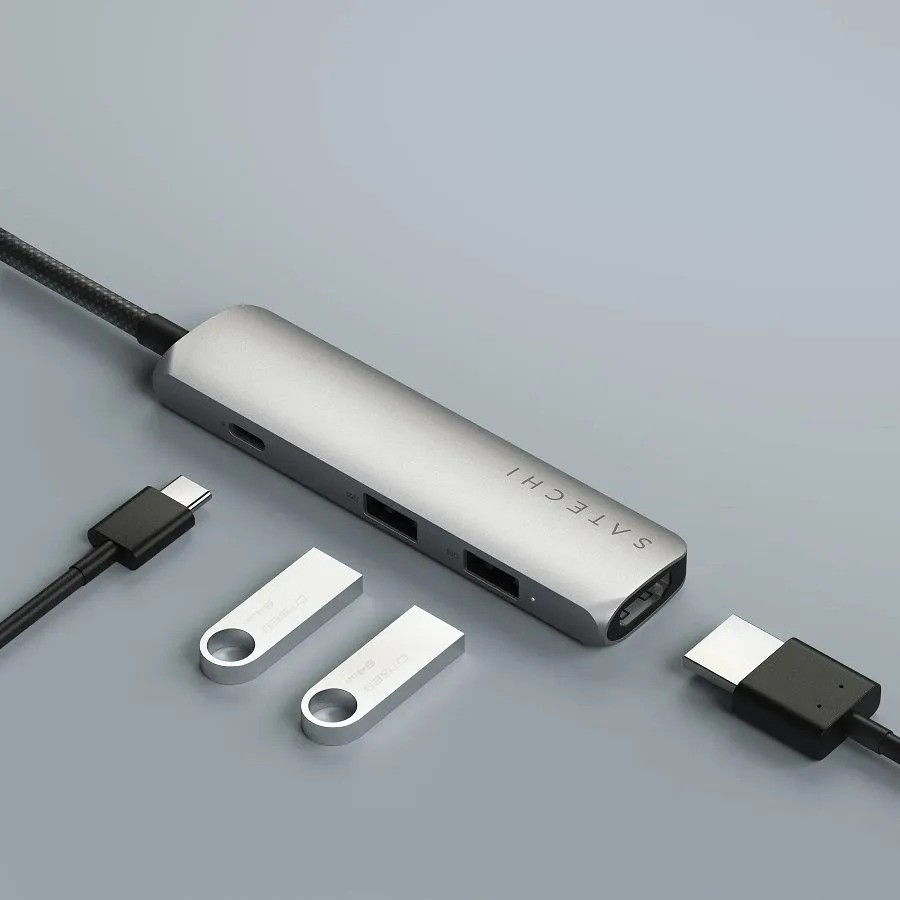 Адаптер Satechi 4-in-1 USB-C PD&2xUSB-A 3.2 Gen2&HDMI 4K@60Hz (4-в-1, серебристый) 