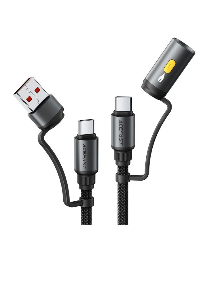 Зарядный кабель ACEFAST J6 Multi-Function Charging Data Cable USB-A+USB-C+Cigarette Lighter (черный)